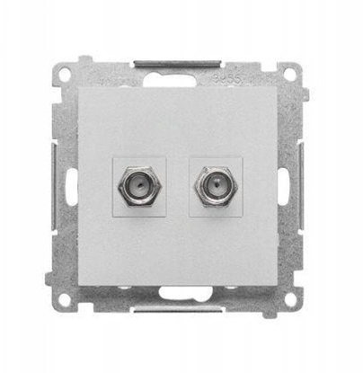Attēls no Kontakt-Simon Simon gniazdo antenowe typu F podwójne do instalacji indywidualnych aluminium mat TASF2.01/143