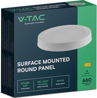 Изображение Lampa sufitowa V-TAC Panel LED V-TAC Natynkowy Premium Downlight 6W Okrgy fi120 VT-60006 4000K 660lm