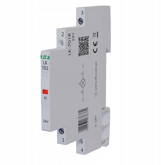 Изображение Lampka moduowa 1-fazowa czerwona 12-48V AC/ 12-60V DC 1/2 moduu LK-701R-24