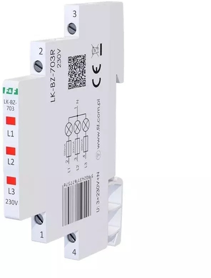 Изображение Lampka moduowa 3-fazowa z zabezpieczeniem czerwona 1/3S LED 230V LK-BZ-703R
