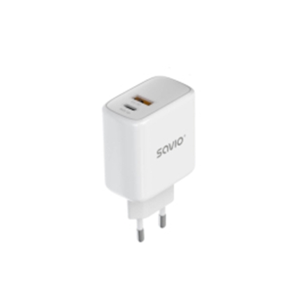 Attēls no Lādētājs SAVIO Wall Charger 20 W 1× USB-A, 1× USB-C