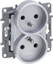 Picture of Legrand Niloe Selection Gniazdo 2 x 2p+z do ramek wielokrotnych (bez przesony, zaciski rubowe) aluminium 762135