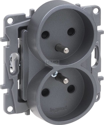 Picture of Legrand Niloe Selection Gniazdo 2 x 2p+z do ramek wielokrotnych (z przeson, zaciski rubowe) stal 762342