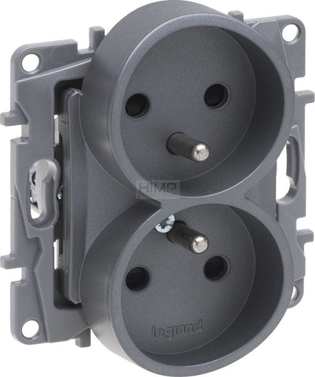 Picture of Legrand Niloe Selection Gniazdo 2 x 2p+z do ramek wielokrotnych (z przeson, zaciski rubowe) stal 762342