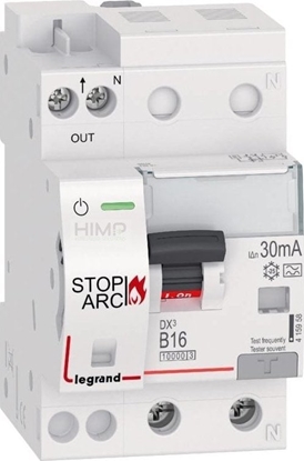 Attēls no Legrand Przeciwpoarowy detektor iskrzenia DX3 STOP ARC zintegrowany z RCCB 2P 10kA B16 30mA Typ A 415958