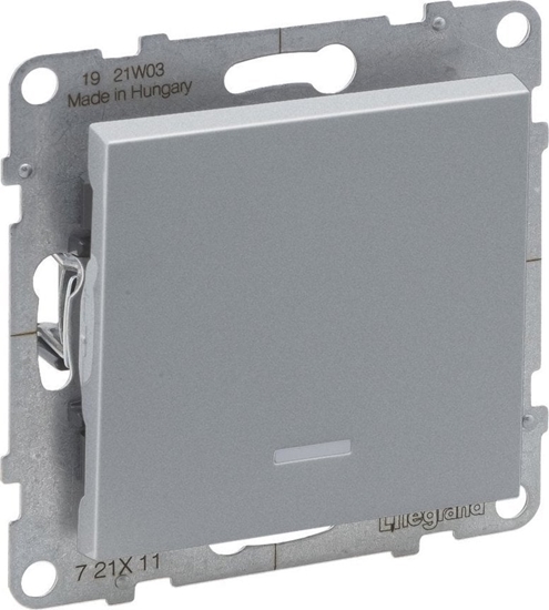Picture of Legrand SUNO - acznik jednobiegunowy podwietlany - 10 AX - 250 V~ - zaciski automatyczne, Aluminium - Legrand 721311 himp