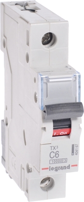 Attēls no Legrand Wycznik nadprdowy 1P C 6A 10kA AC S311 TX3 (404167)