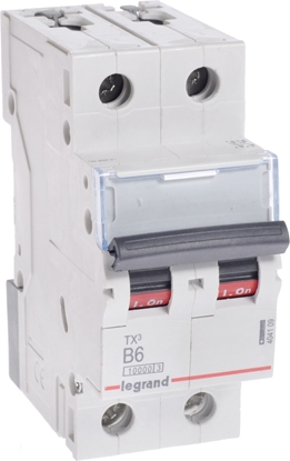 Attēls no Legrand Wycznik nadprdowy 2P B 6A 10kA AC S312 TX3 (404109)