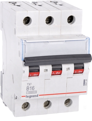 Attēls no Legrand Wycznik nadprdowy 3P B 16A 10kA AC S313 TX3 (404126)