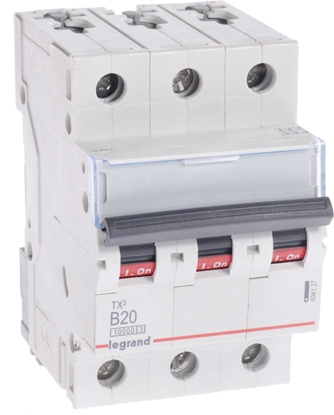Attēls no Legrand Wycznik nadprdowy 3P B 20A 10kA AC S313 TX3 (404127)