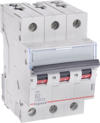 Attēls no Legrand Wycznik nadprdowy 3P B 2A 6kA AC S303 TX3 (403395)