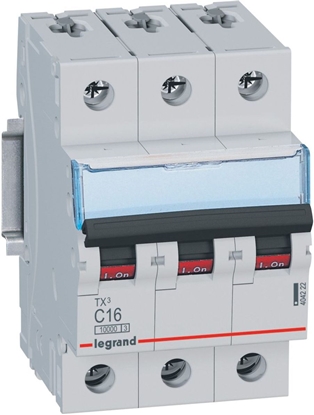 Attēls no Legrand Wycznik nadprdowy 3P C 16A 10kA AC S313 TX3 (404222)