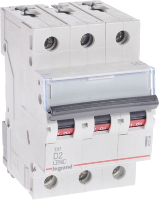 Attēls no Legrand Wycznik nadprdowy 3P D 2A 6kA AC S303 TX3 (403748)