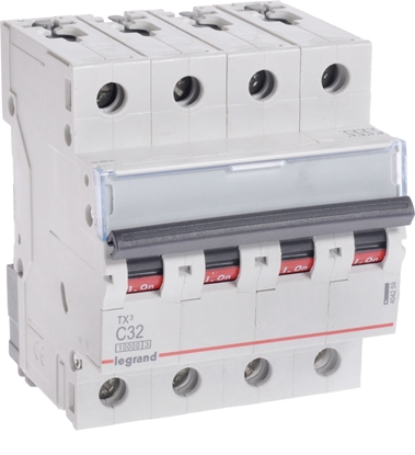 Attēls no Legrand Wycznik nadprdowy 4P C 32A 10kA AC S314 TX3 (404259)
