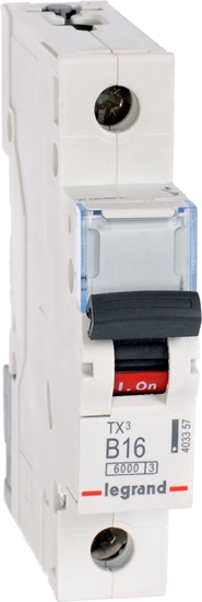 Изображение Legrand Wycznik nadprdowy Legrand 1P B 16A 6kA AC S301 605510/403357