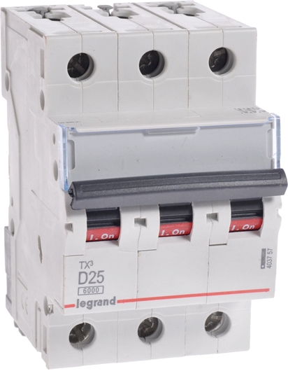Изображение Legrand Wycznik nadprdowy S303 D25 TX3 25A 6kA 403757