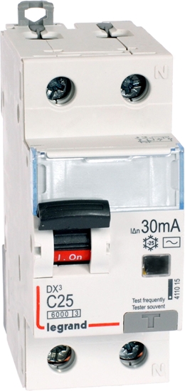 Picture of Legrand Wycznik rónicowo-nadprdowy 2P 25A C 0,03A typ AC P312 DX3 (411015)