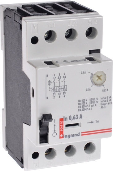 Picture of Legrand Wycznik silnikowy 3P 0,12kW 0,4-0,63A M 250 0,63 606803