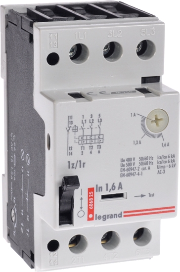 Picture of Legrand Wycznik silnikowy 3P 0,55kW 1-1,6A M250 1Z/1R 0,25 606825