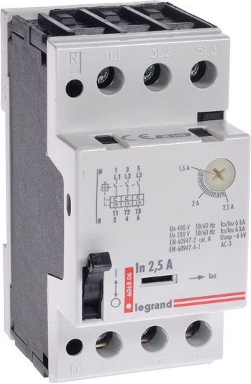 Изображение Legrand Wycznik silnikowy 3P 0,8kW 1,6-2,5A M 250 2,5 606806