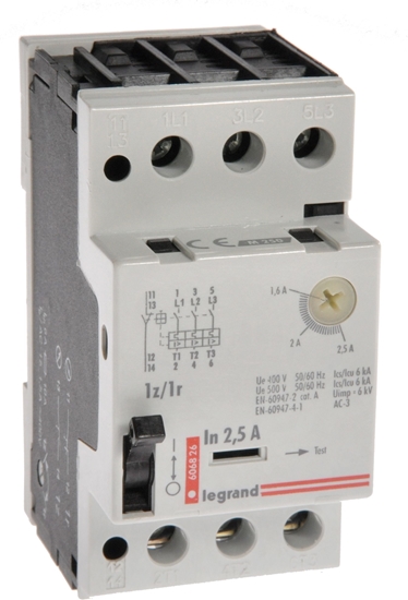 Picture of Legrand Wycznik silnikowy 3P 0,8kW 1,6-2,5A M250 1Z/1R 2,5 606826