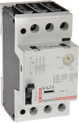Picture of Legrand Wycznik silnikowy 3P 2,5kW 4-6,3A M 250 6,3 606808