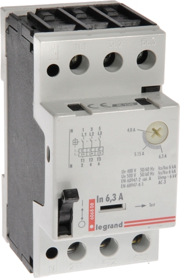 Picture of Legrand Wycznik silnikowy 3P 2,5kW 4-6,3A M 250 6,3 606808