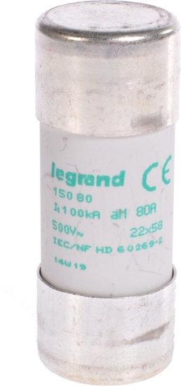 Picture of Legrand Wkadka bezpiecznikowa cylindryczna 80A aM HPC 22 x 58mm (015080)