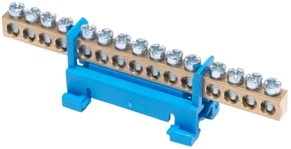 Attēls no Listwa zaciskowa na szyn N15 neutralna 15-torowa 16mm 400V AC 63A niebieska 81702003
