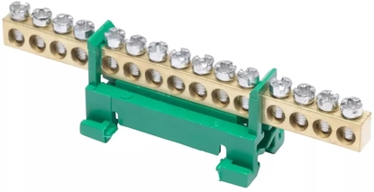 Attēls no Listwa zaciskowa na szyn PE15 ochronna 15-torowa 16mm 400V AC 63A zielona 81702005