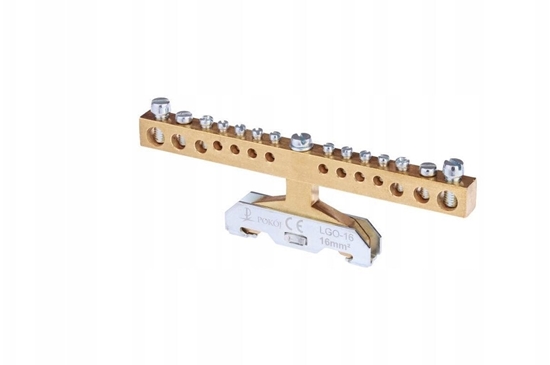 Picture of Listwa zaciskowa ochronna 14-torowa 8x4mm2, 2x6mm2, 2x10mm2, 2x16mm2 mocowanie na szyn TS35 LGO-16 A14-4200