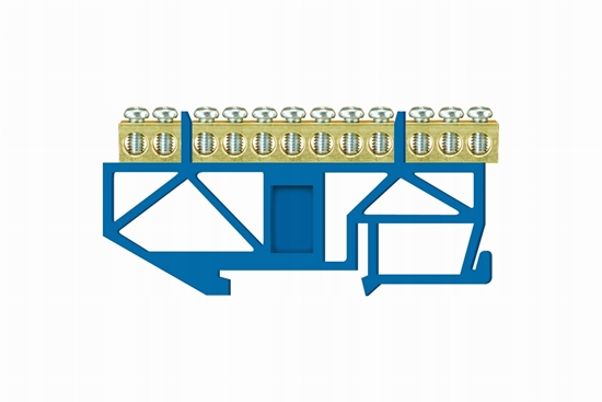 Picture of Listwa zaciskowa wysoka na szyn 12-torowa niebieska TH35 E.4045