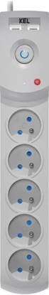 Picture of Listwa Zasilajca Przeciwprzepiciowa 5-Gniazd + 2 X Usb 5M Szara 10A 2300W W-100042 Plastrol