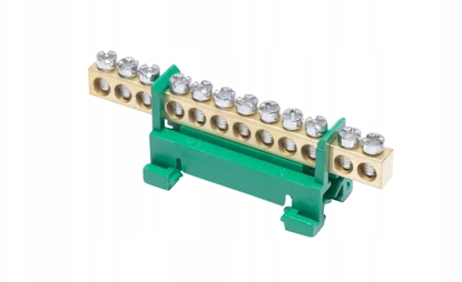 Attēls no Listwa zasilajca Simet Listwa zaciskowa na szyn PE12 ochronny 12-torowa 16mm 400V AC 63A zielony 81701005