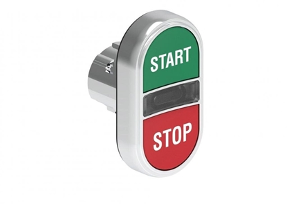 Attēls no Lovato Electric Metalowy przycisk fi22mm 2 klawiszowy automatic return 2 kryte, podwietlany Zielony-Czerwony START-STOP LPSBL7133
