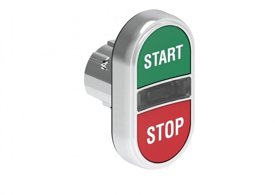Picture of Lovato Electric Metalowy przycisk fi22mm 2 klawiszowy automatic return 2 kryte, podwietlany Zielony-Czerwony START-STOP LPSBL7133