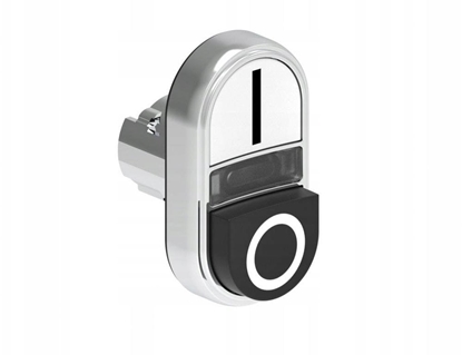 Attēls no Lovato Electric Metalowy przycisk fi22mm 2 klawiszowy self-returning 1 kryty 1 wystajcy podwietlany Biay-Czarny I-0 LPSBL7224