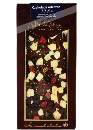 Picture of M.Pelczar Chocolatier Czekolada witeczna mleczna z czarn porzeczk, cynamonem i jabkami 85g