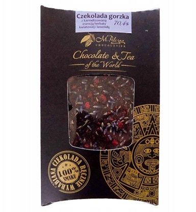 Picture of M.Pelczar Chocolatier Gorzka czekolada z karmelizowan esencj kwiatowej herbaty i lawend 85g