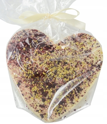 Picture of M.Pelczar Chocolatier Serce z biaej czekolady dekorowane winiami i pistacjami 130g