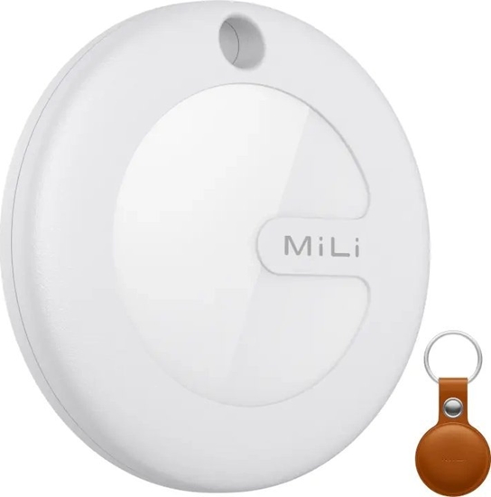 Изображение MiLi Lokalizator GPS biay + brzowe etui w formie breloka MiTag