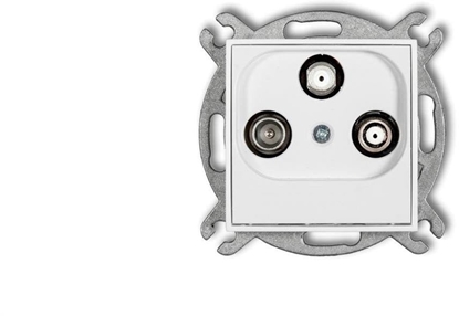 Attēls no Karlik MINI Mechanizm gniazda abonenckiego 2 wyjcia SAT + TV biay mat 25MGSN