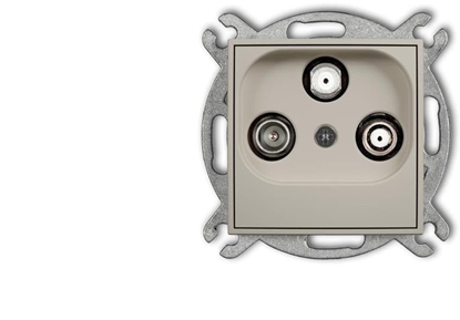 Attēls no Karlik MINI Mechanizm gniazda abonenckiego 2 wyjcia SAT + TV taupe 60MGSN