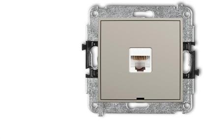 Attēls no Karlik MINI Mechanizm gniazda komputerowego pojedynczego 1xRJ45, kat. 5e, 8-stykowy, bez pola opisowego taupe 60MGKBO-1
