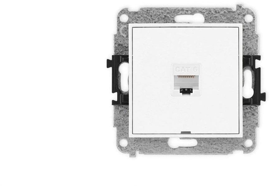 Picture of Karlik MINI Mechanizm gniazda komputerowego pojedynczego 1xRJ45, kat. 6, 8-stykowy, bez pola opisowego biay mat 25MGKBO-3