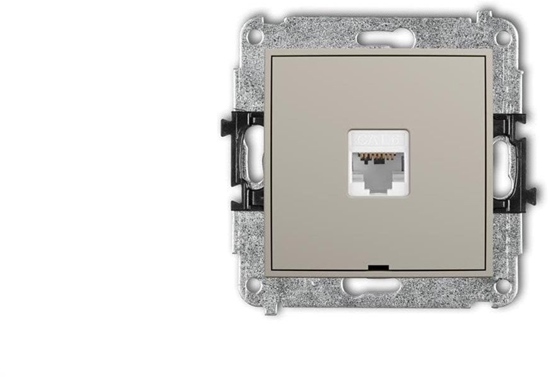 Picture of Karlik MINI Mechanizm gniazda komputerowego pojedynczego 1xRJ45, kat. 6, 8-stykowy, bez pola opisowego taupe 60MGKBO-3