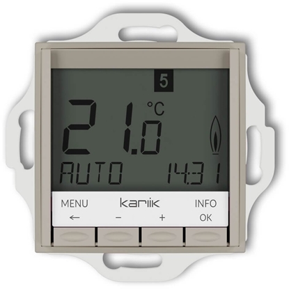 Изображение MINI Mechanizm uniwersalnego elektronicznego tygodniowego regulatora temperatury (podwietlenie niebieskie) taupe 60MRT-3.2