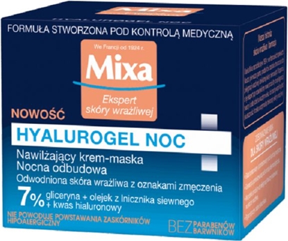 Attēls no Mixa Krem do twarzy Ekspert Skóry Wraliwej Hyalurogel Noc nawilajcy 50ml