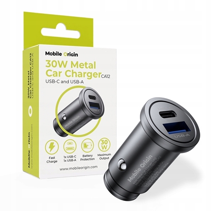 Изображение Mobile Origin Metal Car Charger 30W, CA12 - USB-C, USB-A