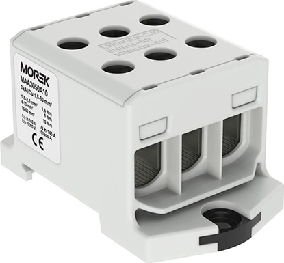 Изображение MOREK Zczka szynowa 1,5-50mm2 szara 6otwor AL/CU 1000V TH35 1P MAA3050A10 Morek 4283